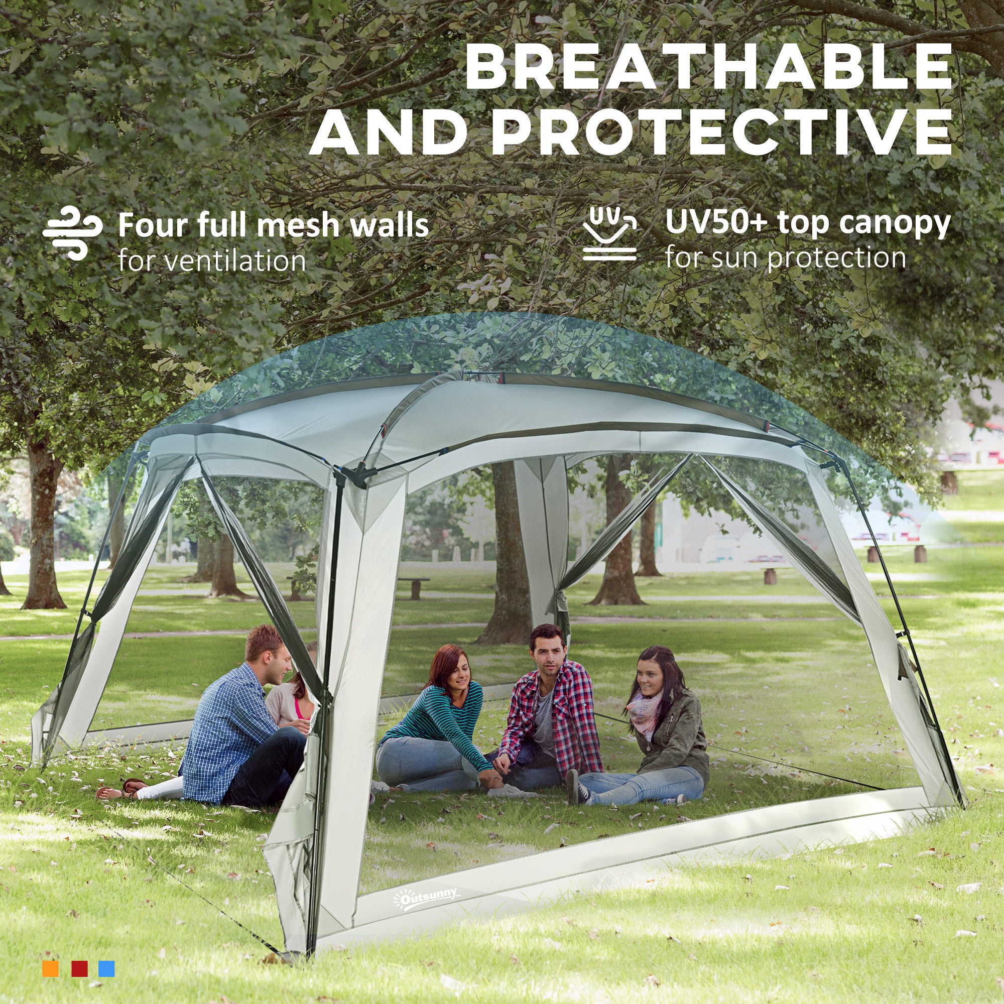 12' x 12' Screen House, UV50+ Screen Tent with 2 Doors & Carry Bag for Outdoor Camping Activities, Easy Setup, White