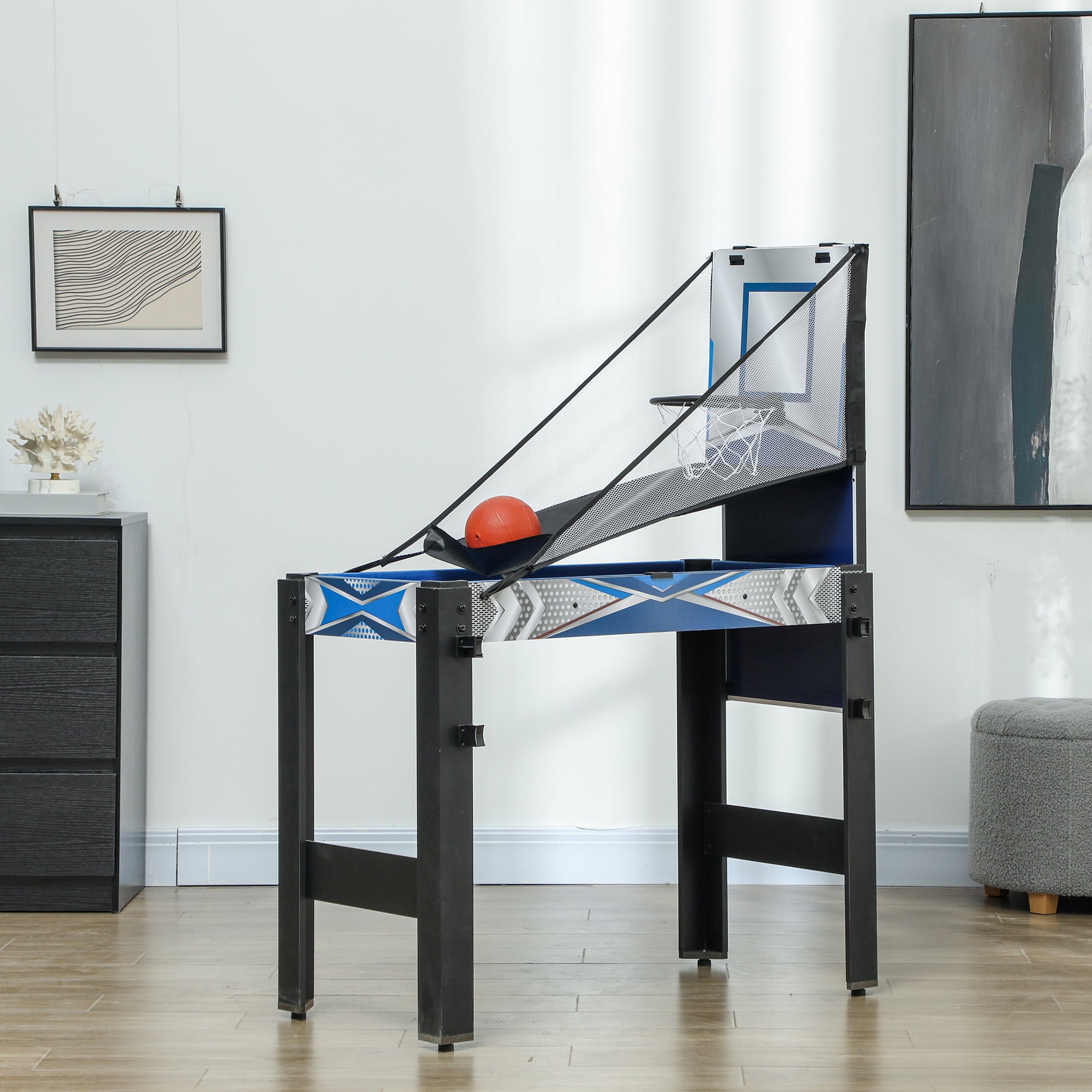 SPORTNOW 5-in-1 Multi Games Table, With Pool, Table Tennis, Basketball, Hockey, Archery, Blue