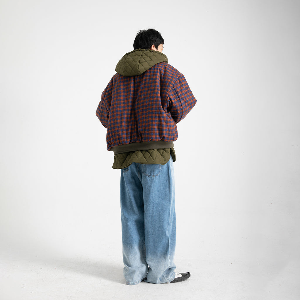 Two Checked Quilted Hooded Jackets Hipster