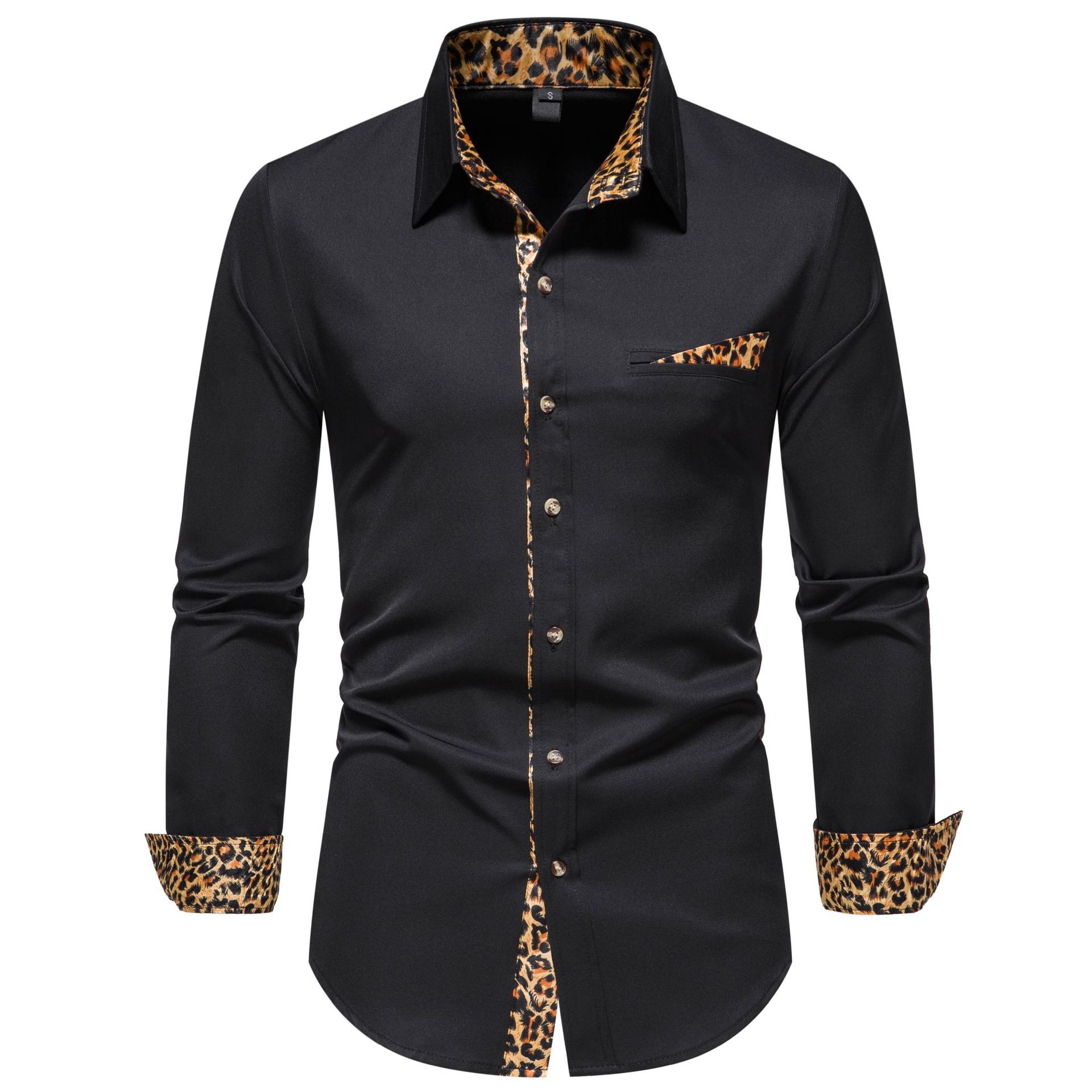 Men's Shirt Color Matching Long Sleeve Clothing
