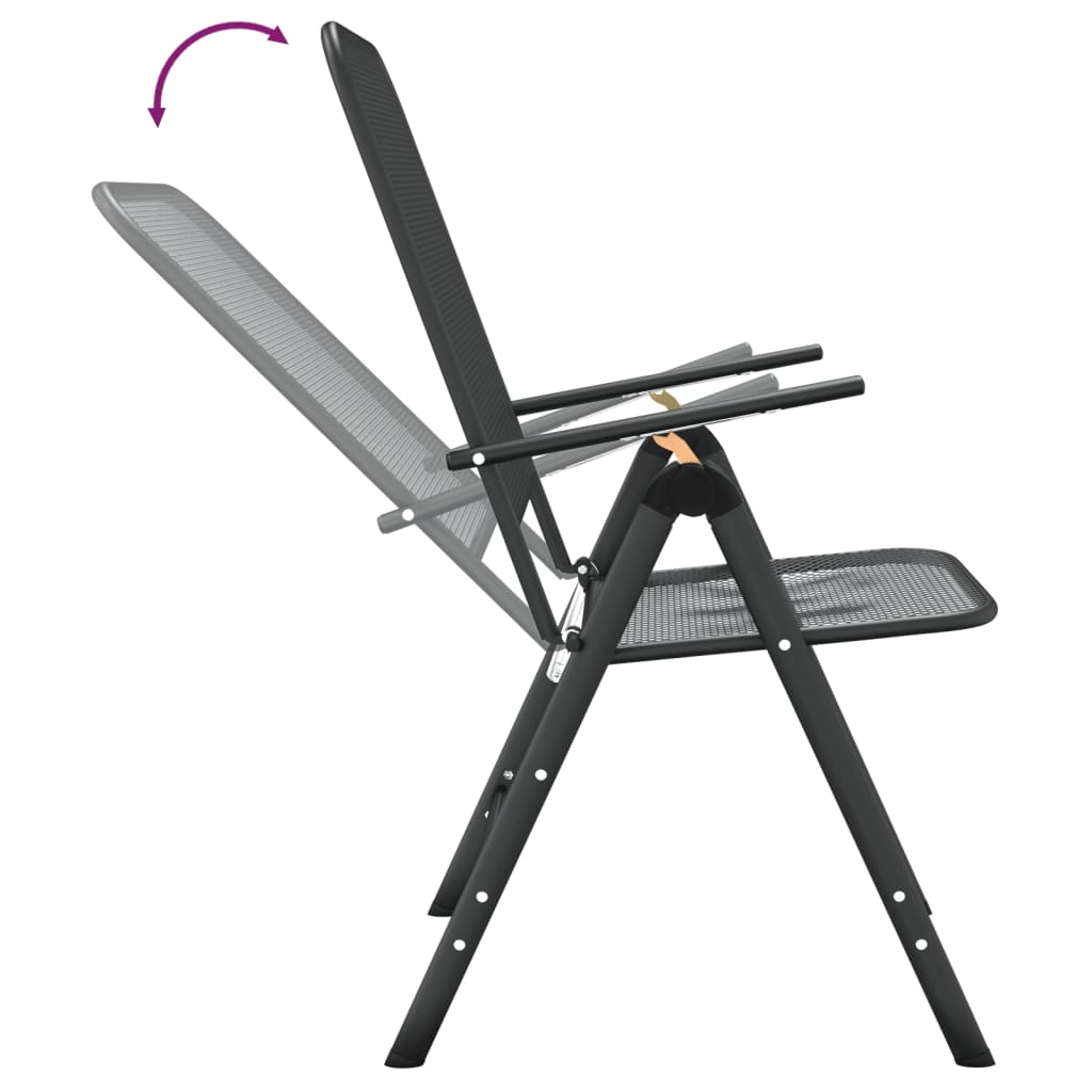 Folding Garden Chairs, 2 pcs. Expanded Mesh, Anthracite