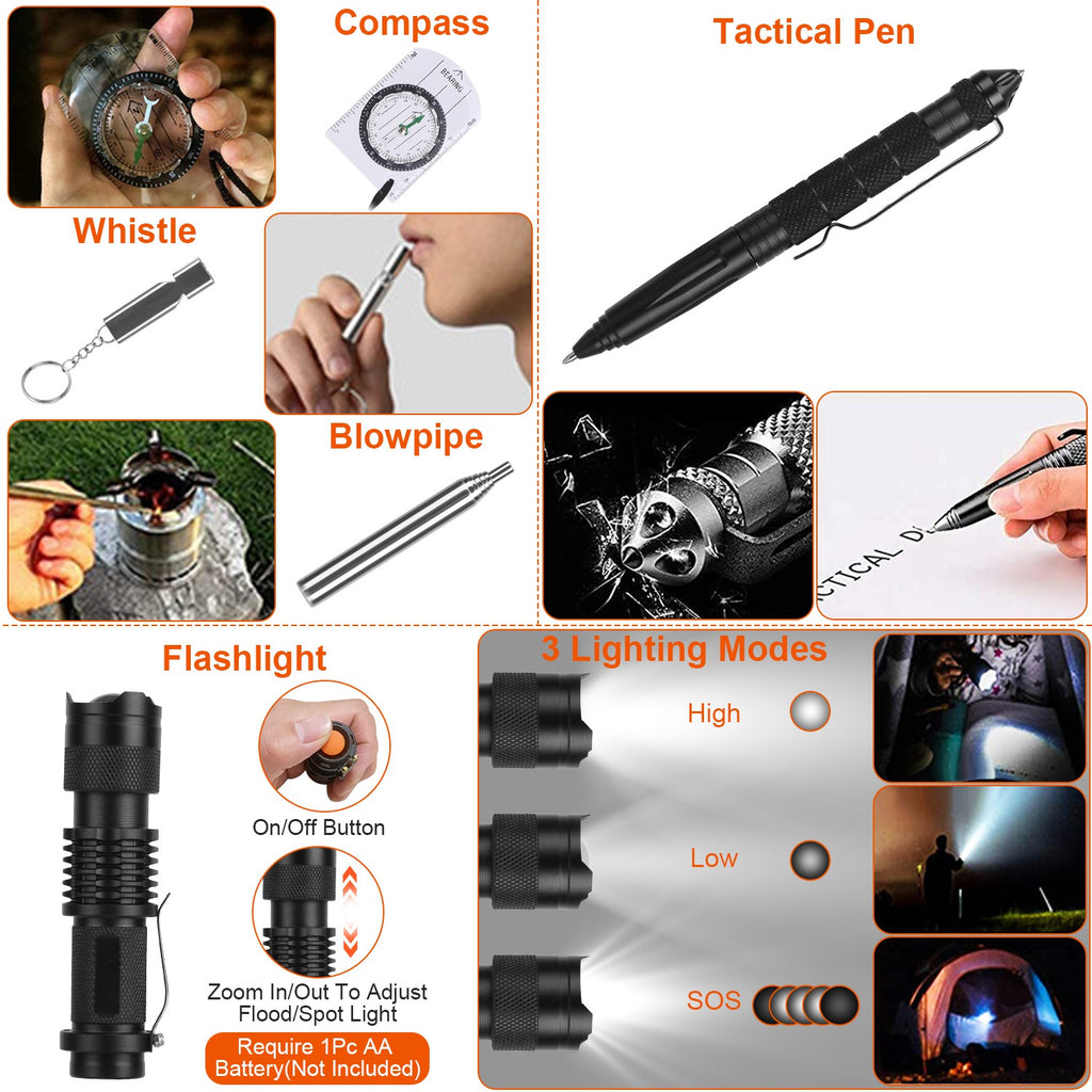 125 In 1 Survival Kit, Professional Survival Equipment, Equipment, Tools, First Aid Supplies, For SOS Emergency Tactical Hiking, Hunting, Disaster, Camping Expedition - Not Shipped On Weekends