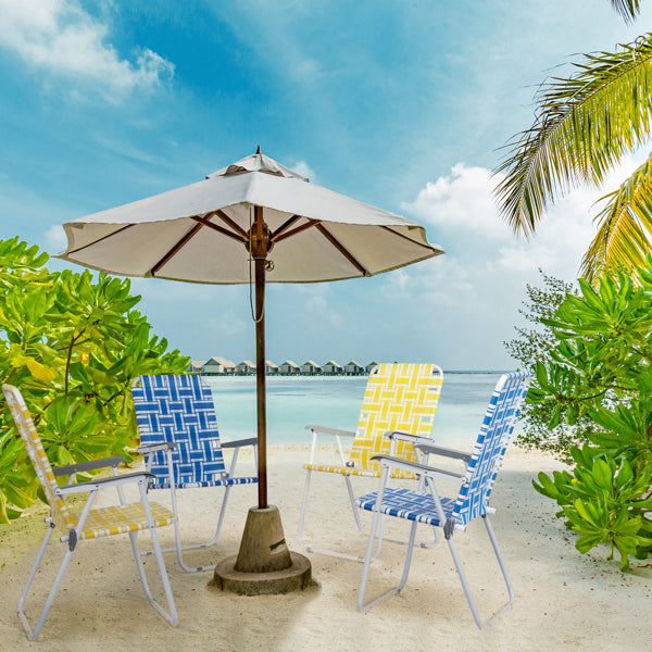 2pcs Yellow And White Striped Beach Chairs