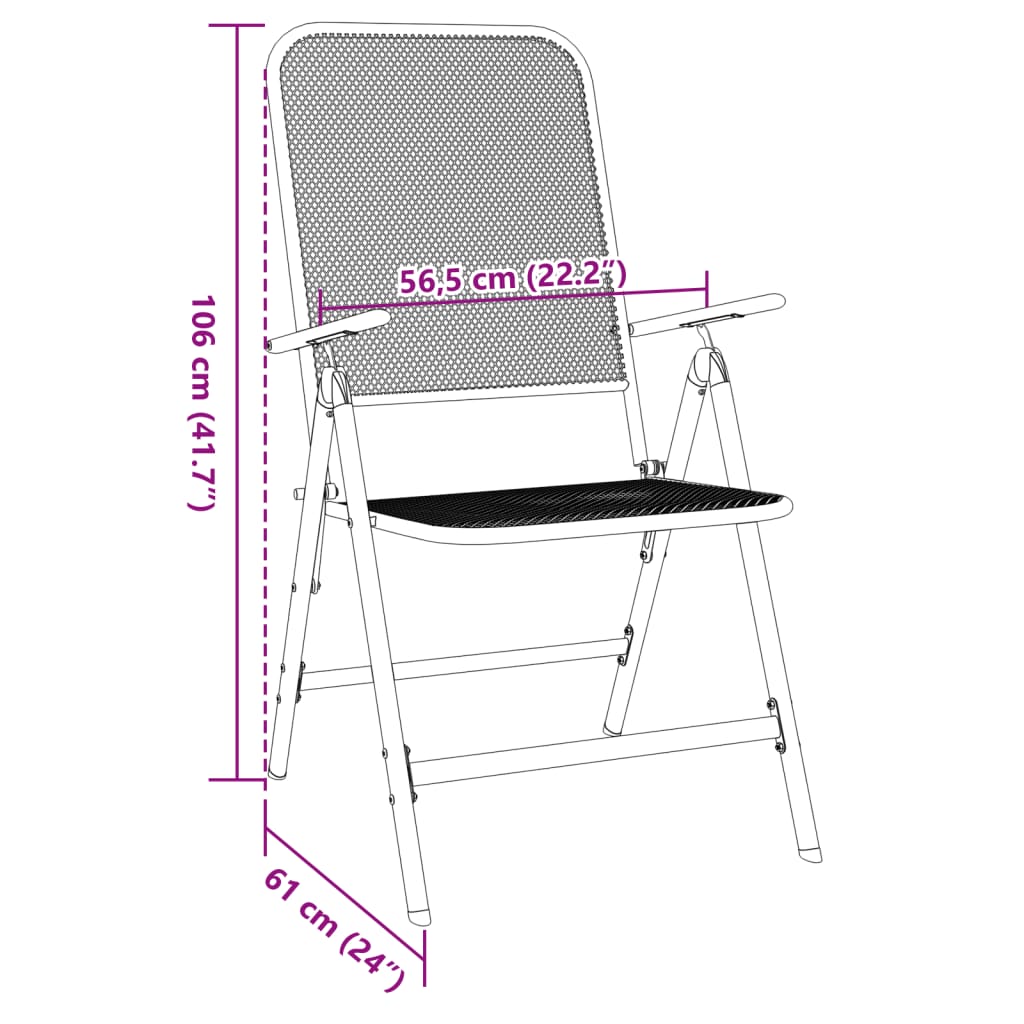 Folding Garden Chairs, 2 pcs. Expanded Mesh, Anthracite