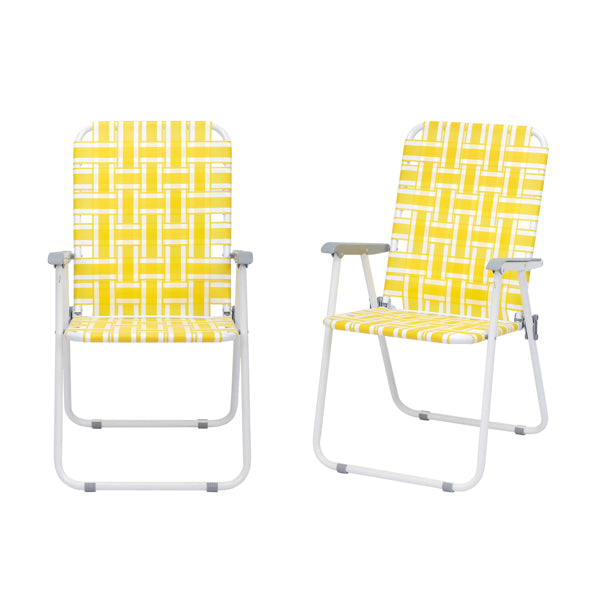 2pcs Yellow And White Striped Beach Chairs