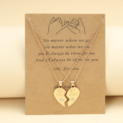 Best Friend Heart Clavicle Chain Friendship Card Necklace