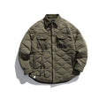 Lapel Gourd Plaid Cotton-padded Clothes For Men And Women Multi-pocket Workwear