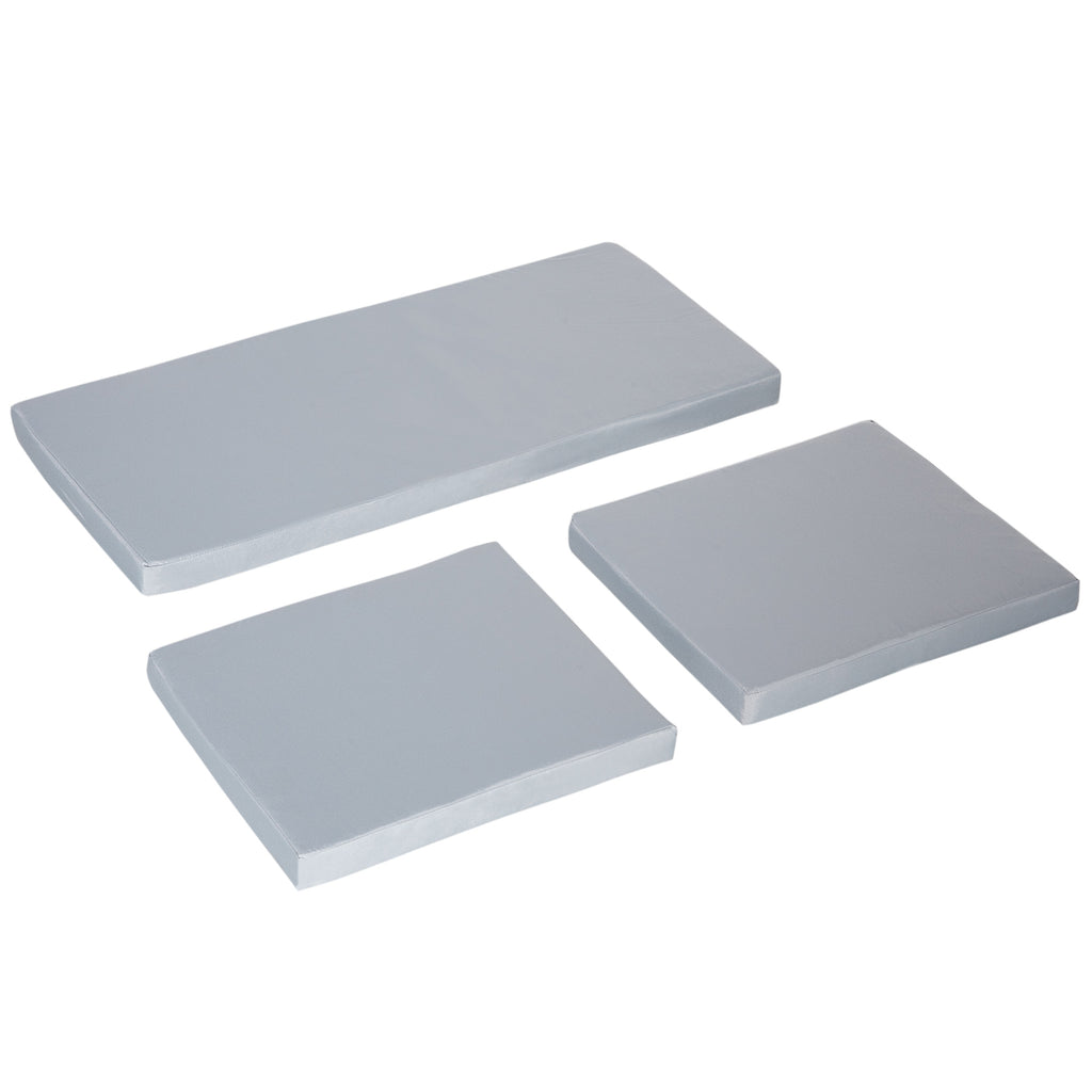 3 PCs Outdoor Seat Cushion For Rattan Furniture, Garden Furniture Cushions, Grey
