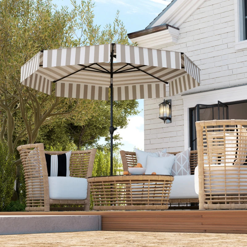 8.6FT Patio Umbrella, UPF 30 Outdoor Market Umbrella, 2-Tier Vented Patio Table Umbrella With Crank 8 Ribs, Tiltable Porch Umbrella For Garden Deck Poolside, Light Gray