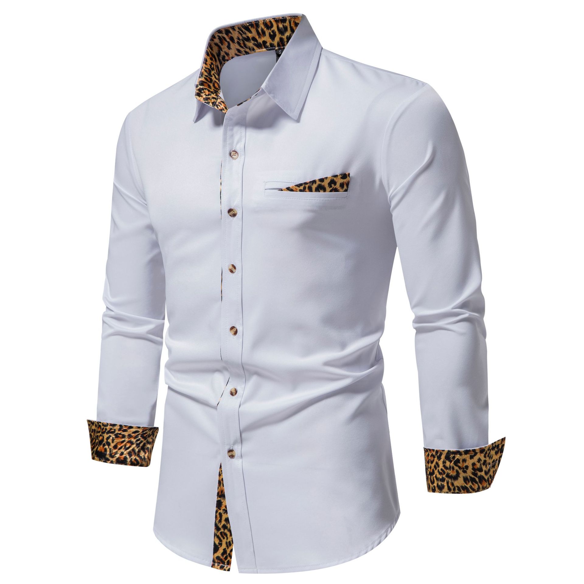 Men's Shirt Color Matching Long Sleeve Clothing