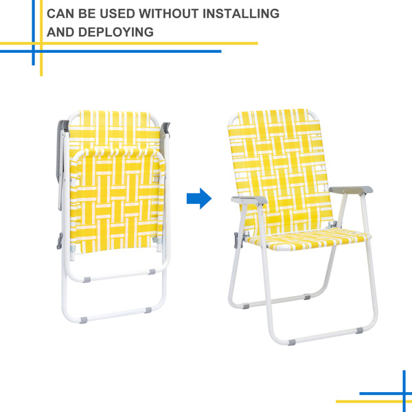 2pcs Yellow And White Striped Beach Chairs