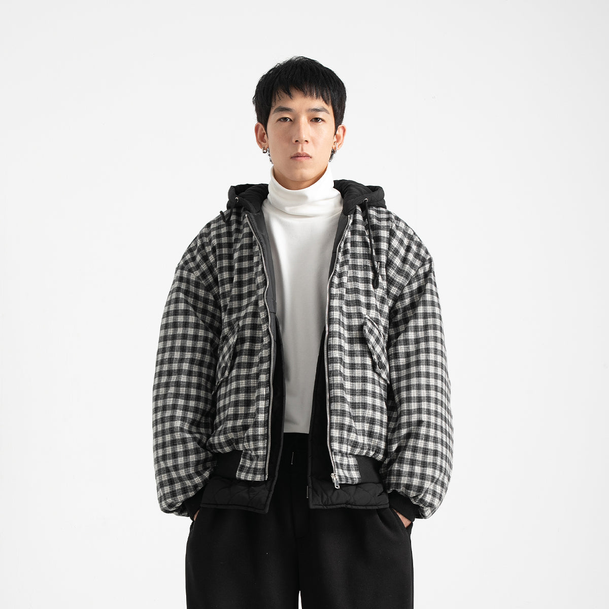 Two Checked Quilted Hooded Jackets Hipster