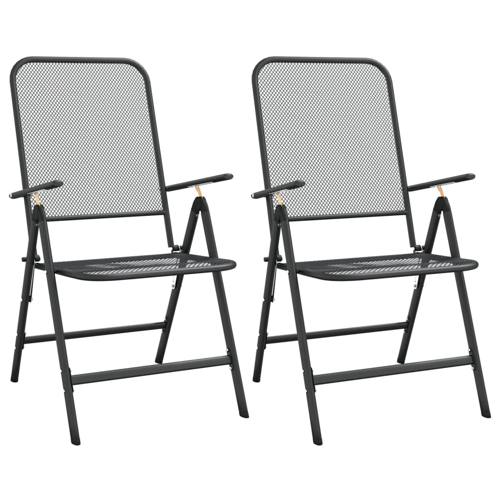 Folding Garden Chairs, 2 pcs. Expanded Mesh, Anthracite