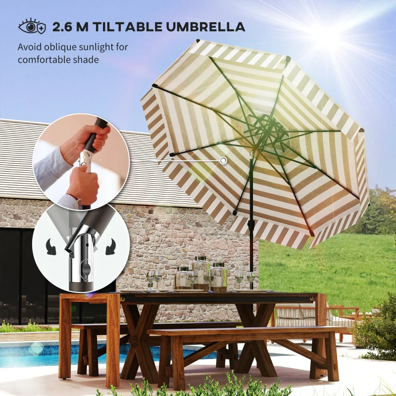 8.6FT Patio Umbrella, UPF 30 Outdoor Market Umbrella, 2-Tier Vented Patio Table Umbrella With Crank 8 Ribs, Tiltable Porch Umbrella For Garden Deck Poolside, Light Gray