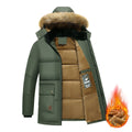 Men's Cotton Clothes Winter Fleece-lined Thick Warm Quilted Jacket Middle-aged