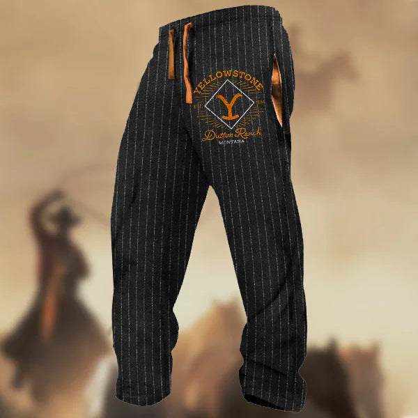 Technology Printing Trousers Elastic Closed Rope Straight-leg Trousers