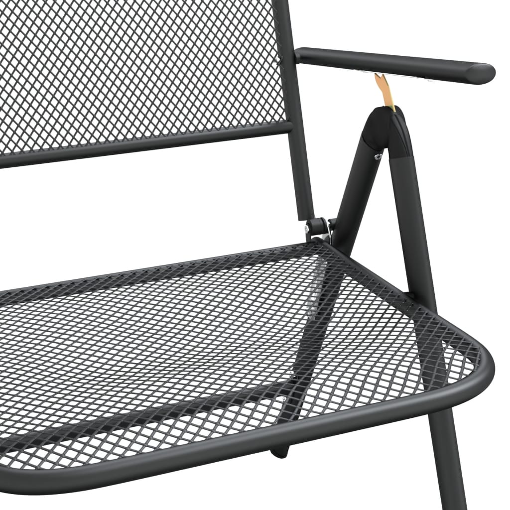 Folding Garden Chairs, 2 pcs. Expanded Mesh, Anthracite