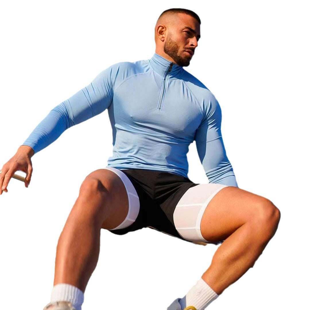 Fitness T-shirt, Quick Drying Half Zip Top, Tight Fitting Clothes, Long Sleeves