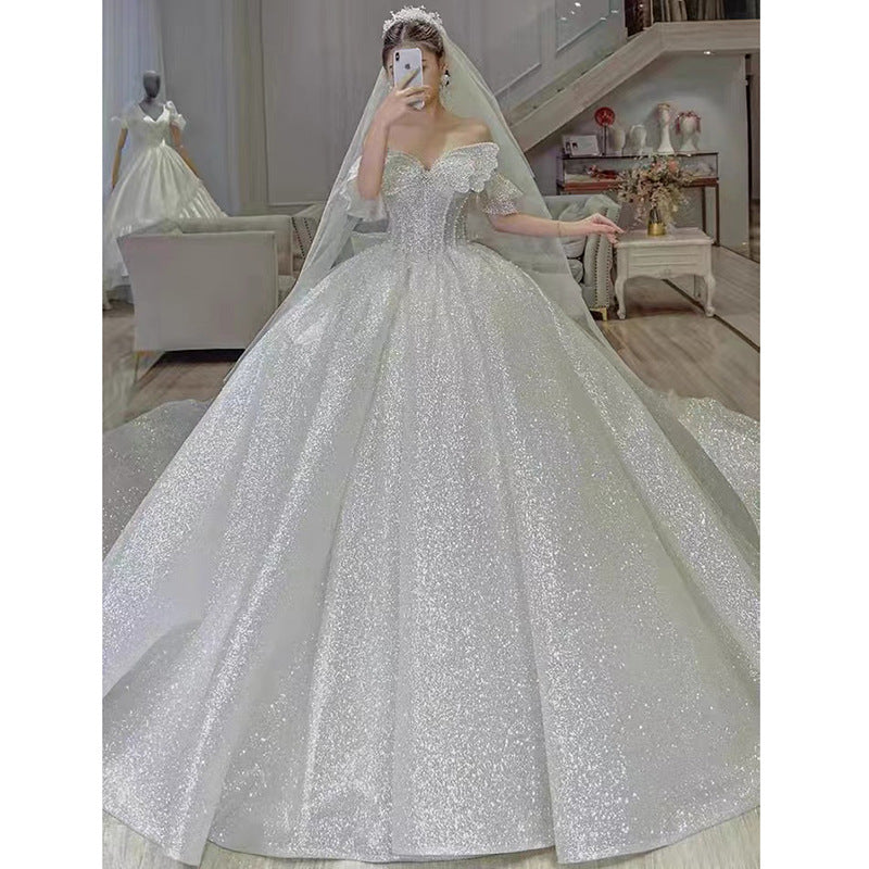 French Tube Top Wedding Dress Mother's Wedding Big Tail Main Wedding Dress