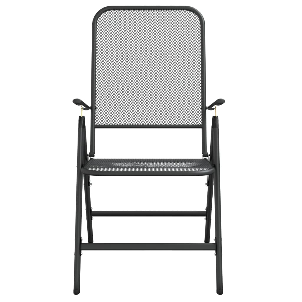 Folding Garden Chairs, 2 pcs. Expanded Mesh, Anthracite