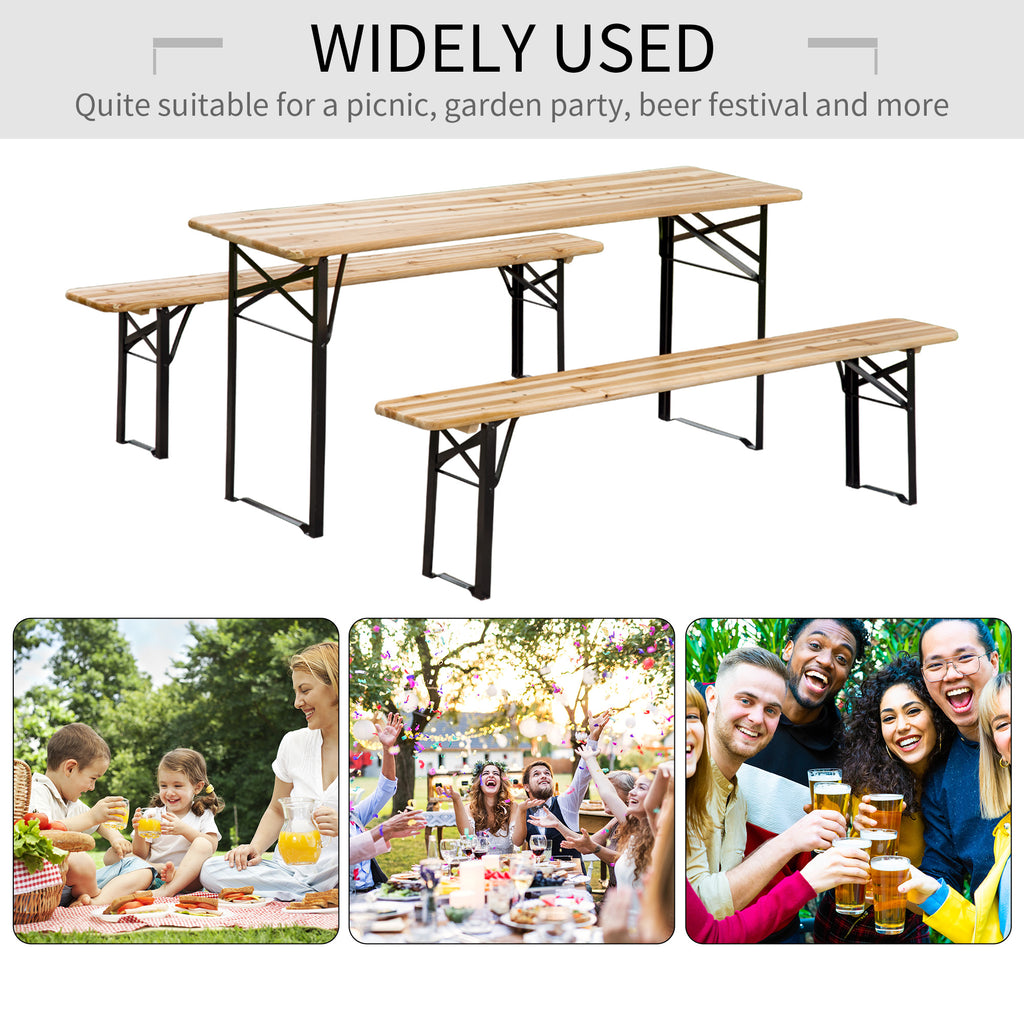 6' Portable Picnic Table and Bench Set, Outdoor Wooden Folding Camping Dining Table Set for Patio Garden Outdoor Activities