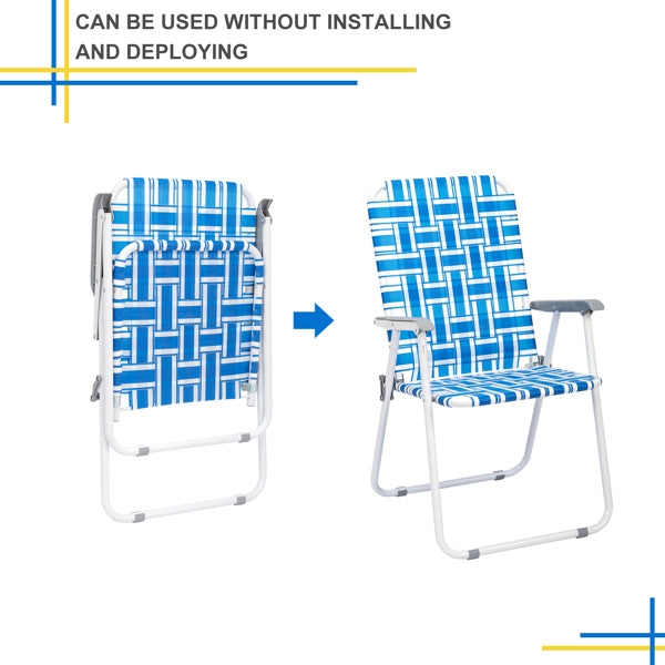 2pcs Blue And White Striped Beach Chairs