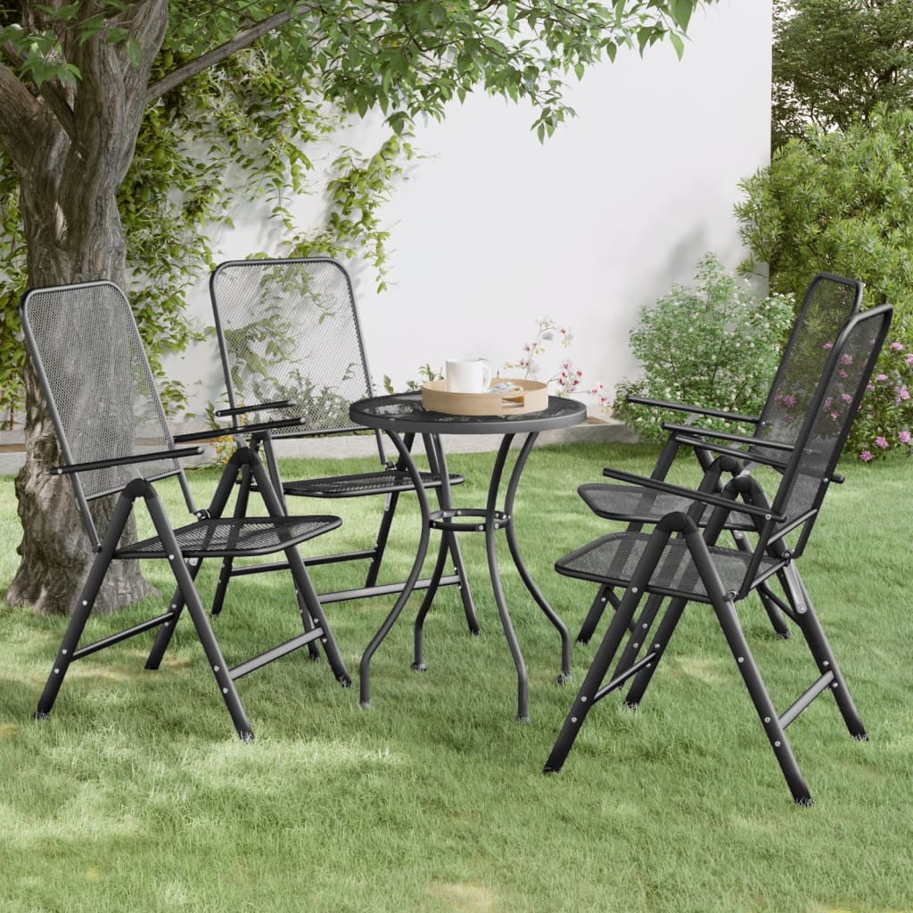 Folding Garden Chairs, 2 pcs. Expanded Mesh, Anthracite