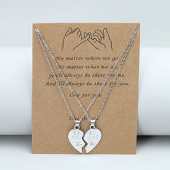Best Friend Heart Clavicle Chain Friendship Card Necklace