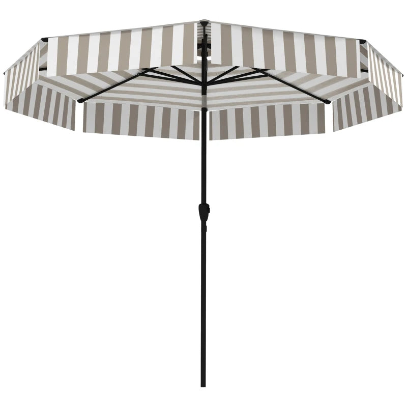 8.6FT Patio Umbrella, UPF 30 Outdoor Market Umbrella, 2-Tier Vented Patio Table Umbrella With Crank 8 Ribs, Tiltable Porch Umbrella For Garden Deck Poolside, Light Gray