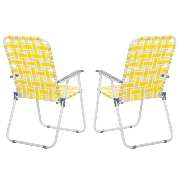 2pcs Yellow And White Striped Beach Chairs