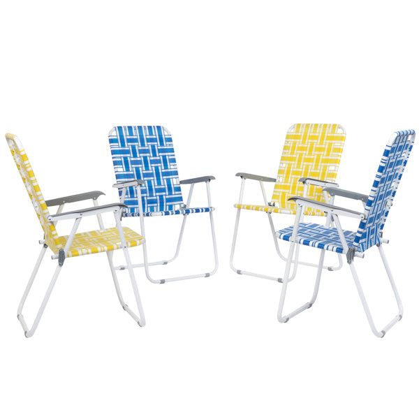 2pcs Yellow And White Striped Beach Chairs