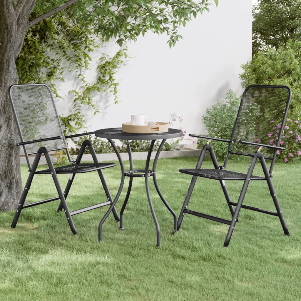 Folding Garden Chairs, 2 pcs. Expanded Mesh, Anthracite