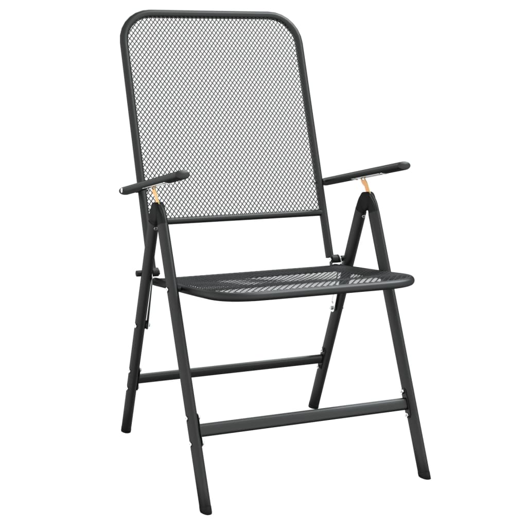 Folding Garden Chairs, 2 pcs. Expanded Mesh, Anthracite