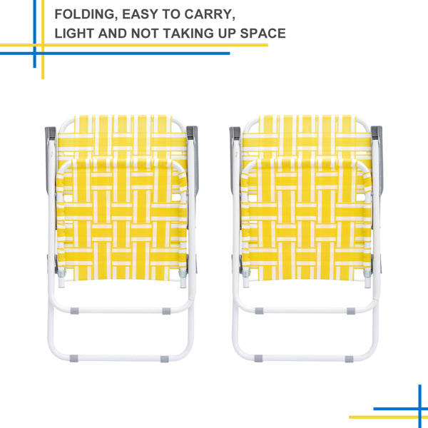 2pcs Yellow And White Striped Beach Chairs