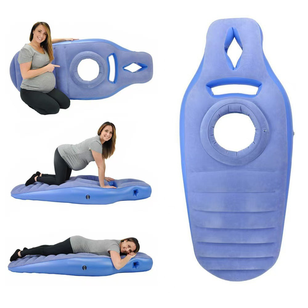 Inflatable Maternity Mattress Lying Pad Sleeping Pillow Inflatable Mattress Surface Flocking Inflatable Lying Pad