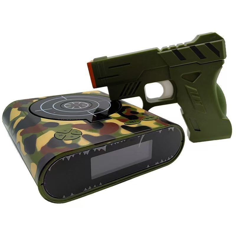 Electronics Desk Clock Digital Gun Alarm Clock Gadget Target Laser Shoot For Children's Alarm Clock Table Awakening